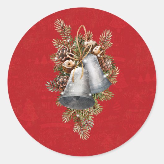 Weihnachts-Silberglocken Runder Aufkleber (Vorderseite)