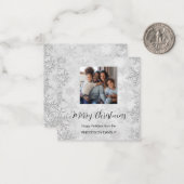 Weihnachts-Silberschnee-Foto modern Mitteilungskarte (Vorderseite/Rückseite Beispiel)