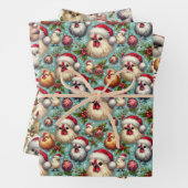 Weihnachts-Silkie-Hühnchen-3-Blatt-Wohnung Geschenkpapier Set (Beispiel)