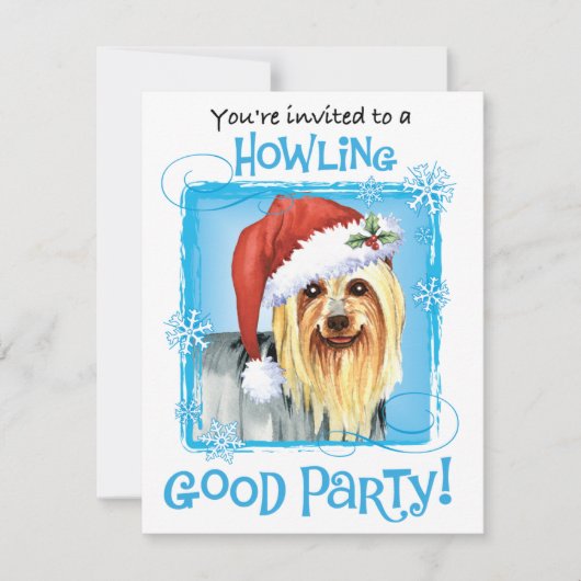 Weihnachts-Silky-Terrier-Einladung Feiertagskarte (Vorderseite)