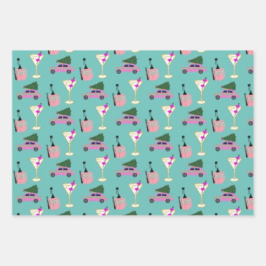 Weihnachts-Silvesterski-Party Geschenkpapier Set (Vorderseite 2)