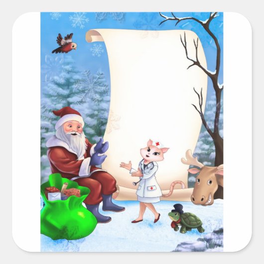 Weihnachts-Silvestersticker für eine Krankenschwes Quadratischer Aufkleber (Vorderseite)