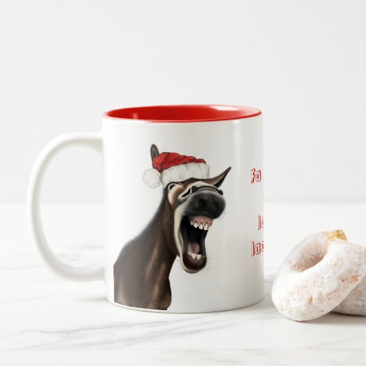 Weihnachts-Singing Donkey-Tasse Zweifarbige Tasse (Mit Donut)
