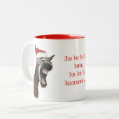 Weihnachts-Singing Donkey-Tasse Zweifarbige Tasse (Vorderseite Links)