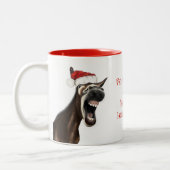Weihnachts-Singing Donkey-Tasse Zweifarbige Tasse (Links)