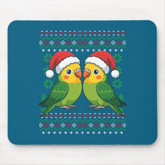 Weihnachts-Sittich-Hässlicher-Xmas-Pullover-Sittic Mousepad (Vorne)