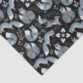 Weihnachts-Skandinavier Nordic Grau Fox auf Schwar Seidenpapier (Detail)