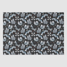 Weihnachts-Skandinavier Nordic Grau Fox auf Schwar Seidenpapier