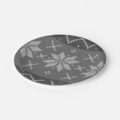 Weihnachts-Skandinavier Strick Elegante Grau Winte Pappteller (Schrägansicht)