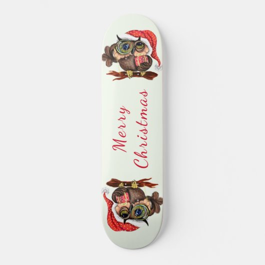 Weihnachts-Skateboard Baby Owl mit Geschenk Skateboard (Vorderseite)