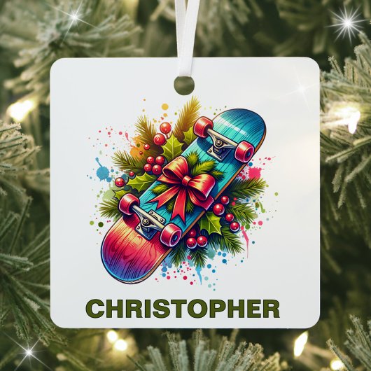 Weihnachts-Skateboard-Enthusiasten Individuelle Na Ornament Aus Metall