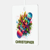 Weihnachts-Skateboard-Enthusiasten Individuelle Na Ornament Aus Metall (Vorderseite links)