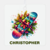 Weihnachts-Skateboard-Enthusiasten Individuelle Na Ornament Aus Metall (Vorderseite)