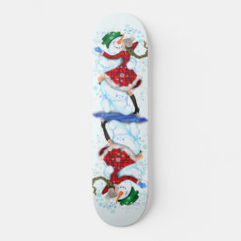 Weihnachts-Skateboard-Geschenk Snowman und Girl-Da Skateboard