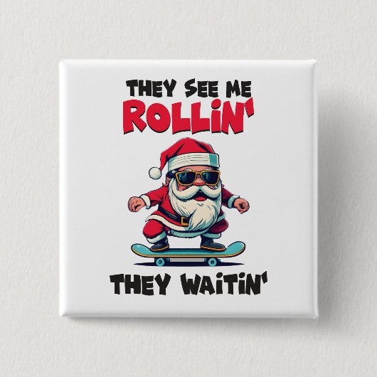 Weihnachts-Skateboard Santa Button (Vorderseite)