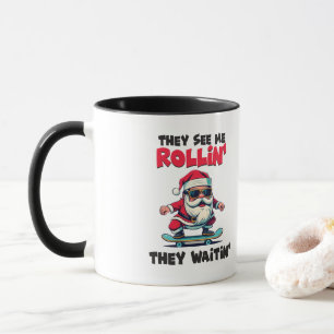 Weihnachts-Skateboard Santa Tasse