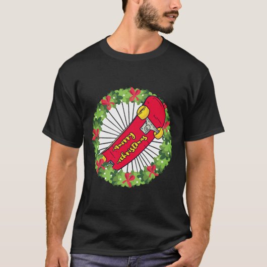 Weihnachts-Skateboarder T-Shirt (Vorderseite)