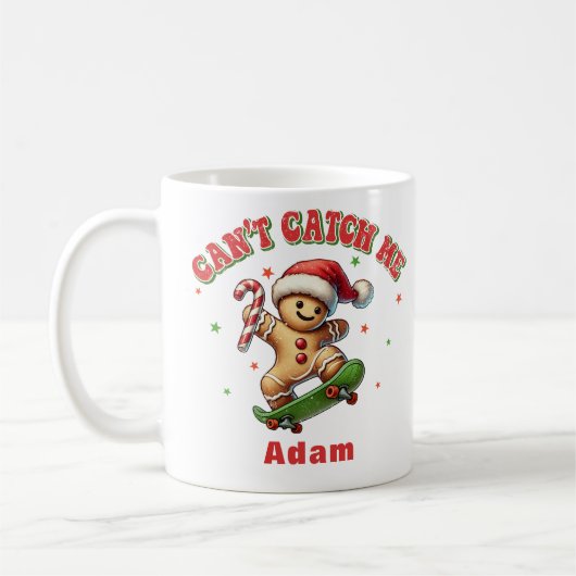 Weihnachts-Skateboarding Gingerbrot Mann Kaffeetasse (Links)