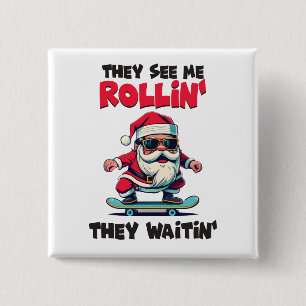 Weihnachts-Skateboarding-Santa Button