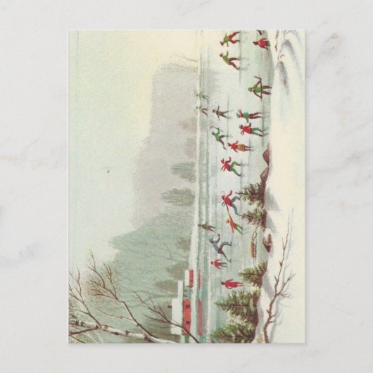 Weihnachts-Skaten auf dem Teich Feiertagspostkarte (Vorderseite)