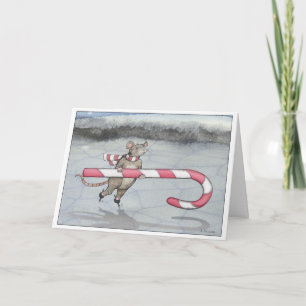 Weihnachts Skaten Candy Cane Mouse Card Feiertagskarte