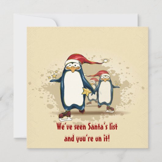 Weihnachts-Skaten Penguins Party Einladung (Vorderseite)