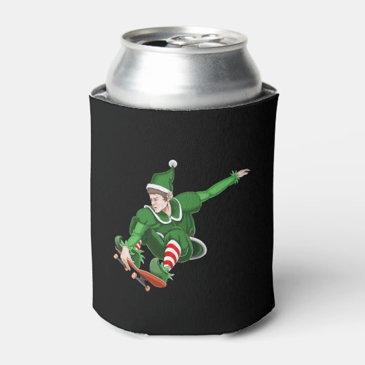 Weihnachts-Skater Elf Dosenkühler (Kanne Vorderseite)