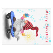 Weihnachts-Skater Gnome mit Geschenk Tableclout Tischdecke (Vorderseite (Horizontal))