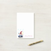 Weihnachts-Skater Gnome mit Geschenken Post-it Klebezettel (Auf Schreibtisch)