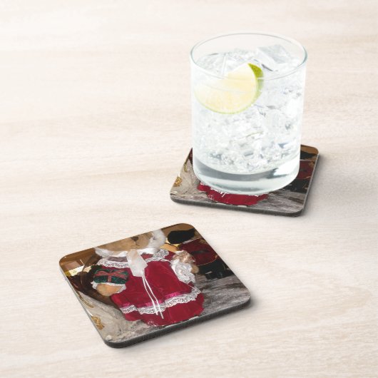 Weihnachts Skater Teddy Bear Collection. Getränkeuntersetzer (Rechte Seite)