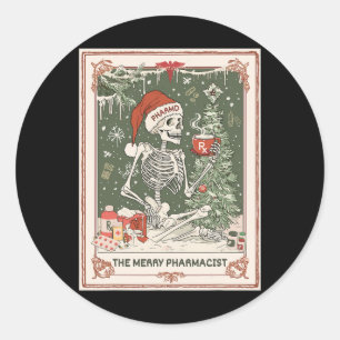 Weihnachts Skeleton Tarot Card Der Merke Apotheker Runder Aufkleber