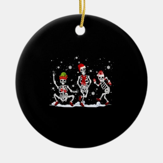 Weihnachts Skelett Creepy Dancing Keramik Ornament (Vorne)