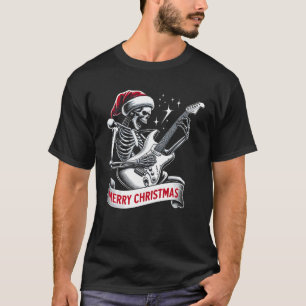 Weihnachts-Skelett Gitarrenrock spielen und Roll S T-Shirt