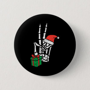 Weihnachts Skelett Hand Peace Pocket Xmas Men Wome Button