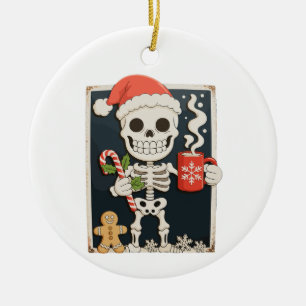 Weihnachts-Skelett-Kaffee-Heiße Schokolade Xmas Keramik Ornament