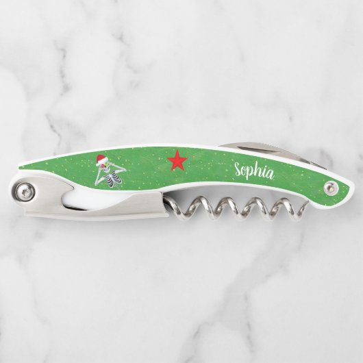 Weihnachts Skelett Ornamente Weihnachtsmannmütze S Kellnermesser (Vorderseite)