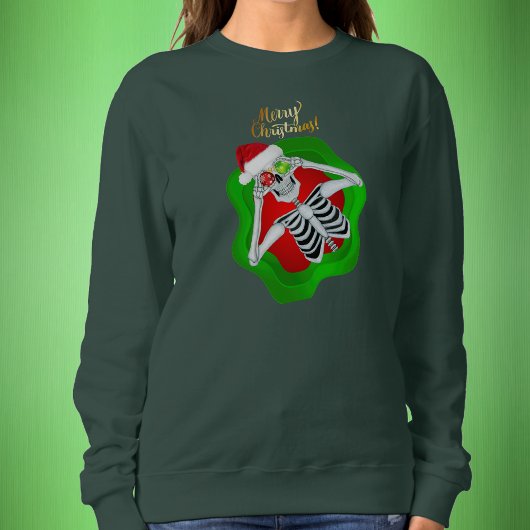 Weihnachts Skelett Rote Weihnachtsmannmütze Orname Sweatshirt