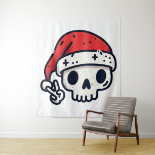 Weihnachts-Skelett Santa Wandteppich