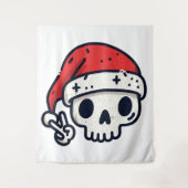 Weihnachts-Skelett Santa Wandteppich (Vorderseite)