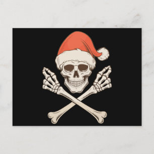 Weihnachts-Skelett-Schädel-Weihnachtsmann-Mütze Xm Feiertagspostkarte