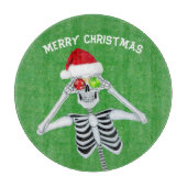 Weihnachts-Skelett Shiny Ornaments Green Gold Schneidebrett (Vorderseite)