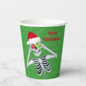 Weihnachts Skelett Snowflake Ornamente Hat Grün Pappbecher (Vorderseite)