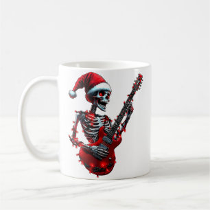 Weihnachts-Skelett-Totenkopf spielt Gitarre Rock Kaffeetasse