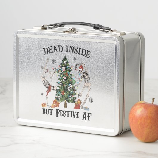 Weihnachts-Skelett - Totes Innen, aber festlich Metall Brotdose (Beispiel)