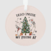 Weihnachts-Skelett - Totes Innen, aber festlich Ornament (Rückseite)