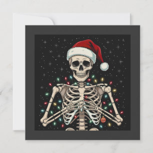Weihnachts-Skelett-Weihnachtsmannmütze WeihnachtsL Feiertagskarte