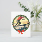 Weihnachts-Ski-Jump Feiertagspostkarte (Stehend Vorderseite)