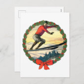 Weihnachts-Ski-Jump Feiertagspostkarte (Vorne/Hinten)
