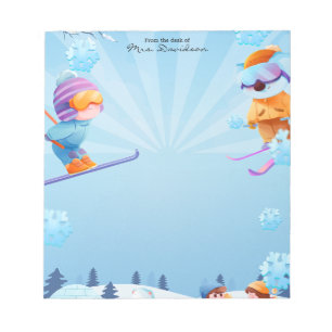 Weihnachts-Ski-Zeit-Feiertags-Schnee-Notizblock Notizblock