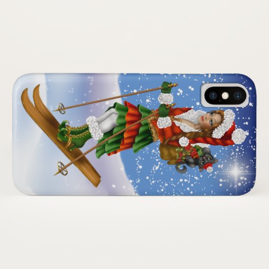 Weihnachts-Skier iPhone Case (Rückseite (Horizontal))